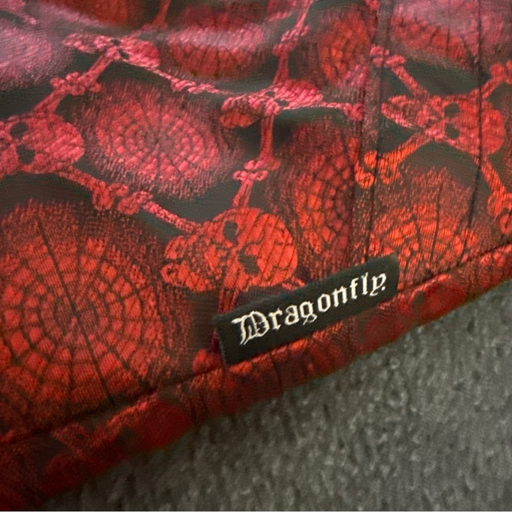 Vtg Dragonfly Clothing Women’s M Skull Spider Pimp Jacket Fur Satin Gothic - Picture 11 of 13